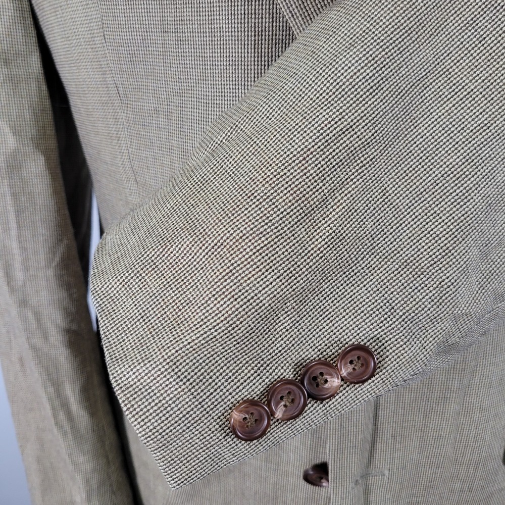 Lauren Ralph Lauren Men's Sport Coat Blazer Two Button Beige Silk Wool Size 40L - Picture 10 of 14